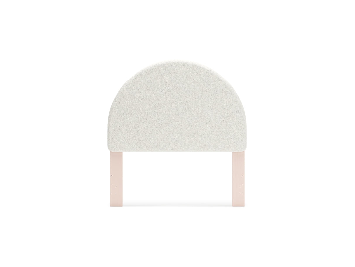 Wistenpine Blush Full Upholstered Panel Headboard, Dresser And Mirror