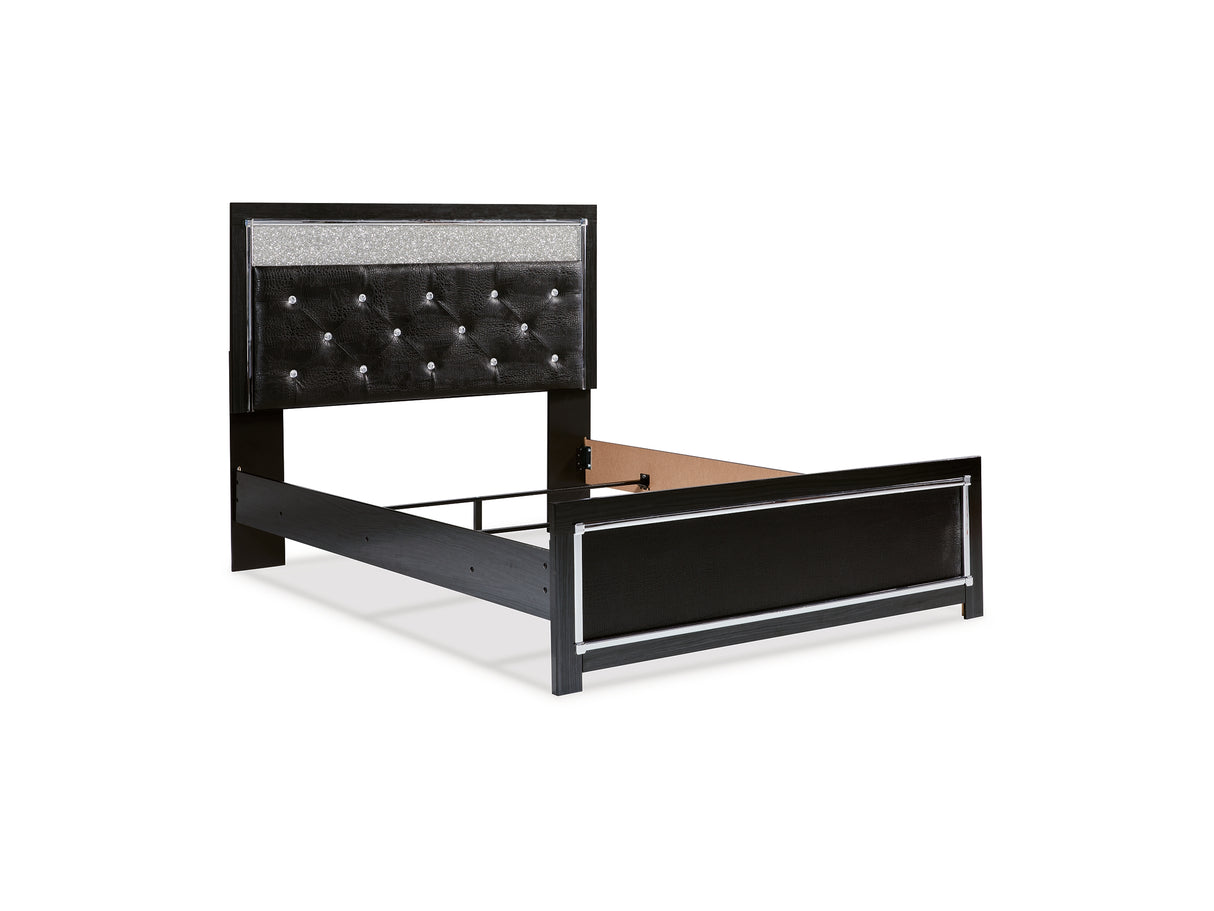 Kaydell Black Queen Upholstered Panel Bed