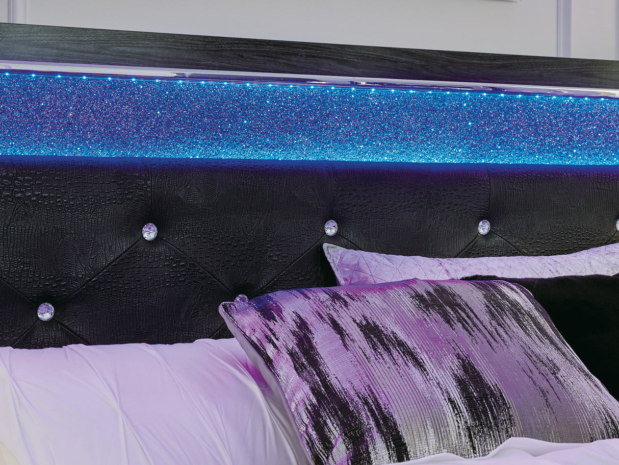 Kaydell Black Queen Upholstered Panel Bed