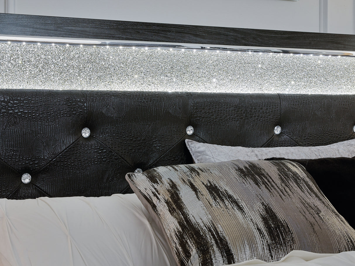 Kaydell Black Queen Upholstered Panel Bed