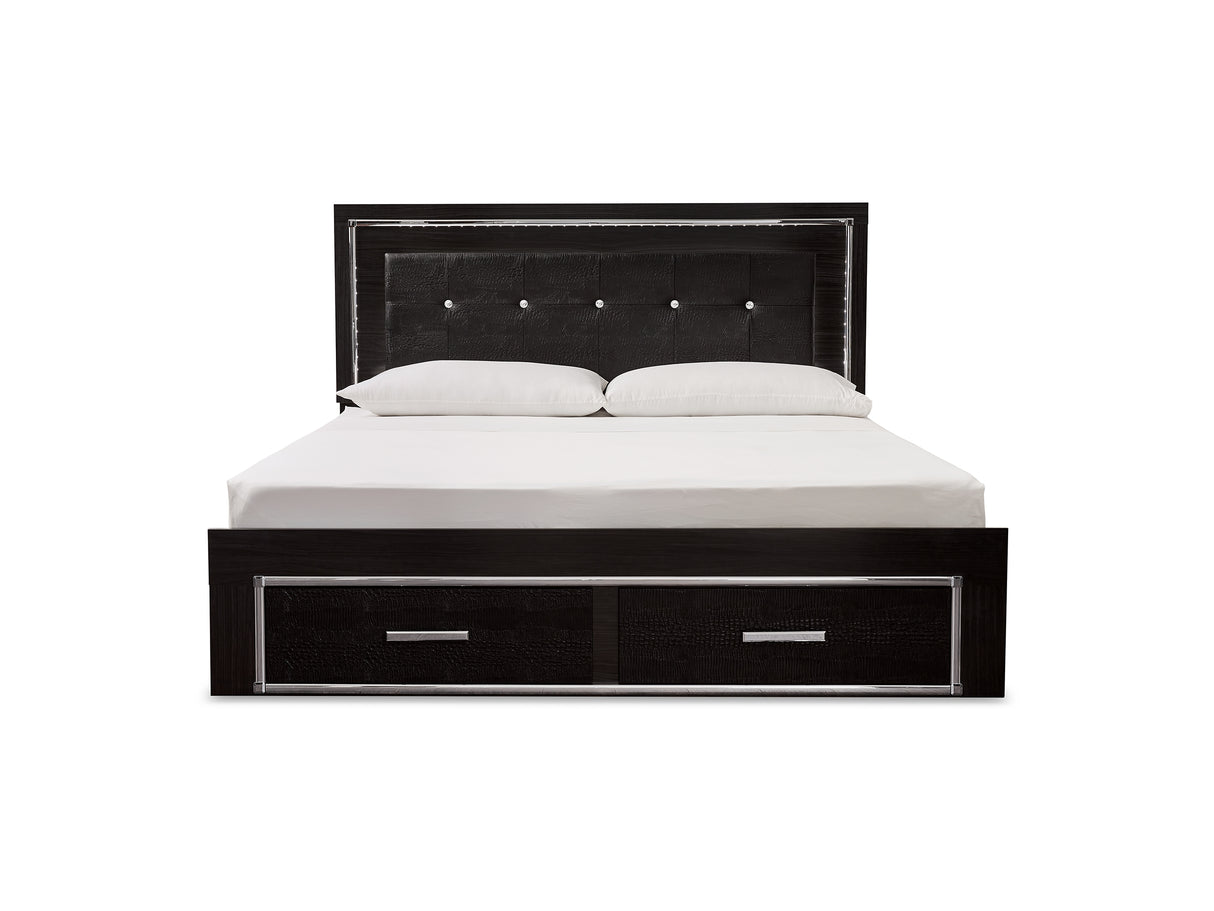 Kaydell Black King Panel Bed With Storage