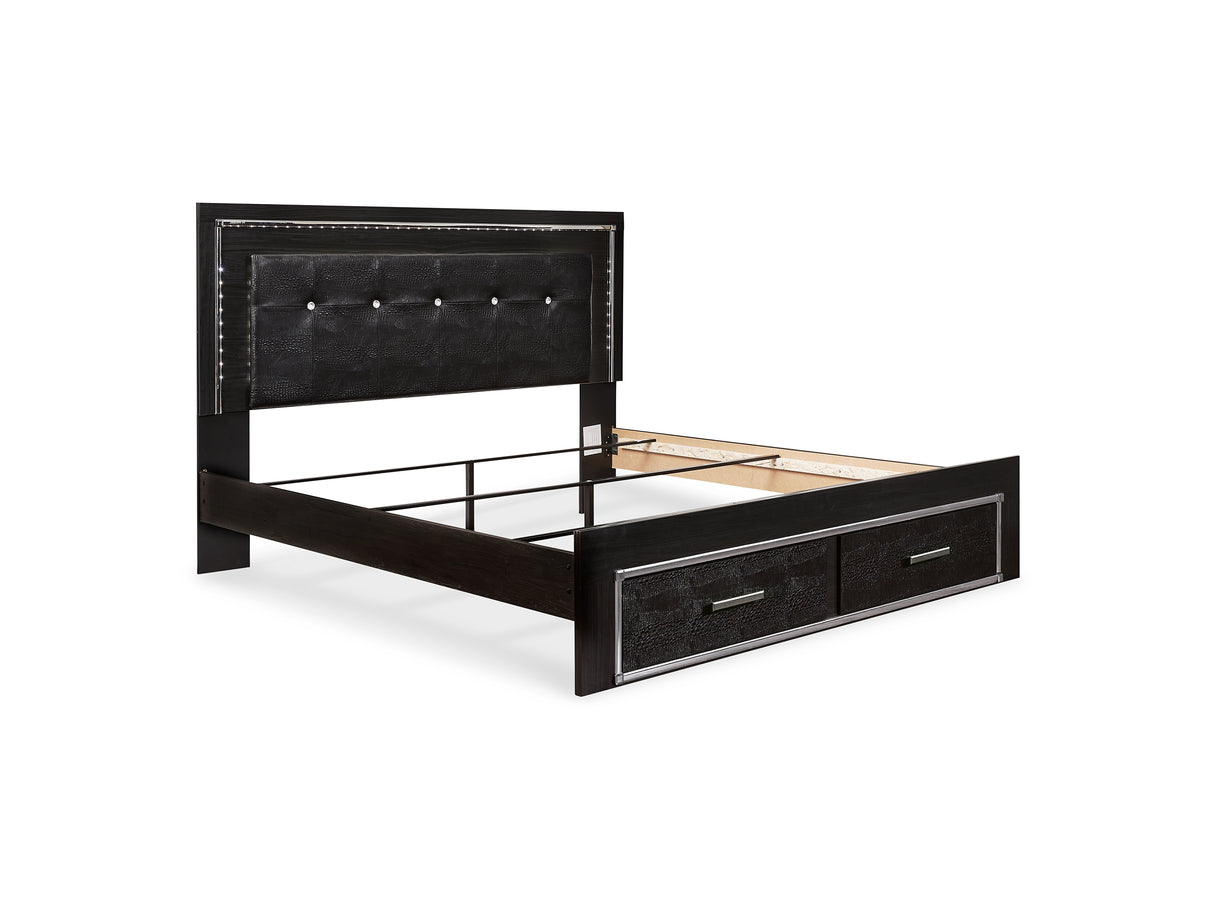 Kaydell Black King Storage Bed, Dresser And Nightstand