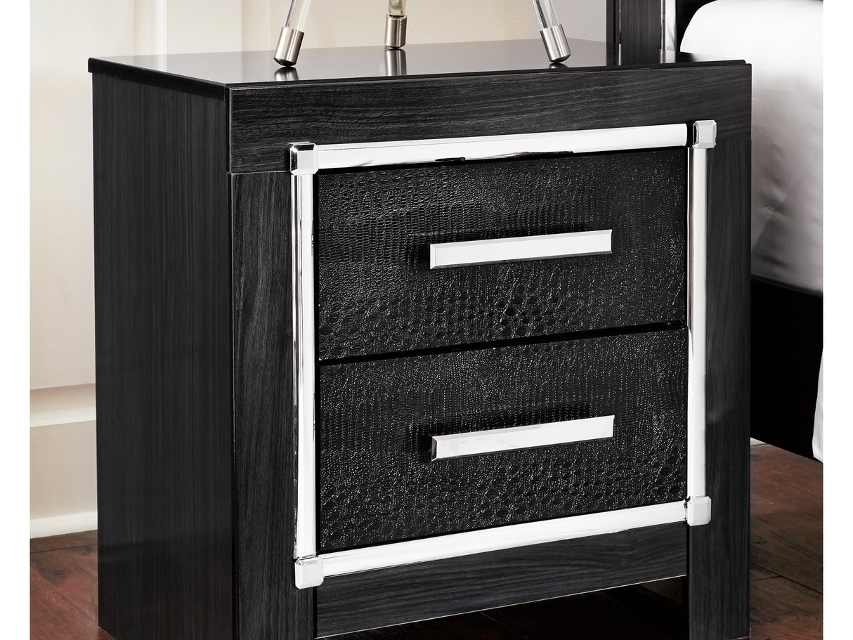 Kaydell Black King Panel Storage Bed, Dresser, Mirror And Nightstand