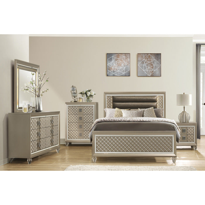 Loudon Champagne Metallic Full Platform Bed