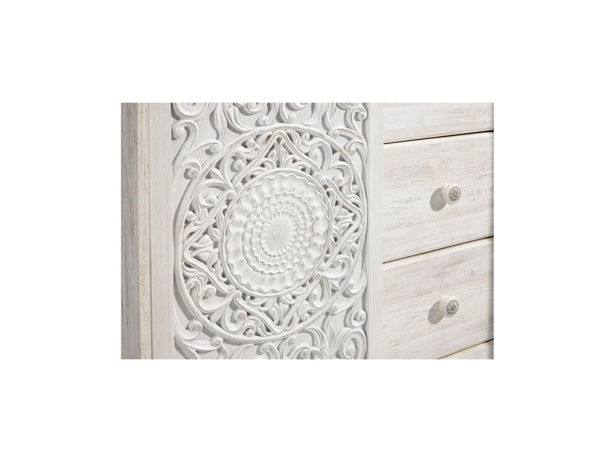 Paxberry Whitewash Full Panel Bed, Chest And Nightstand