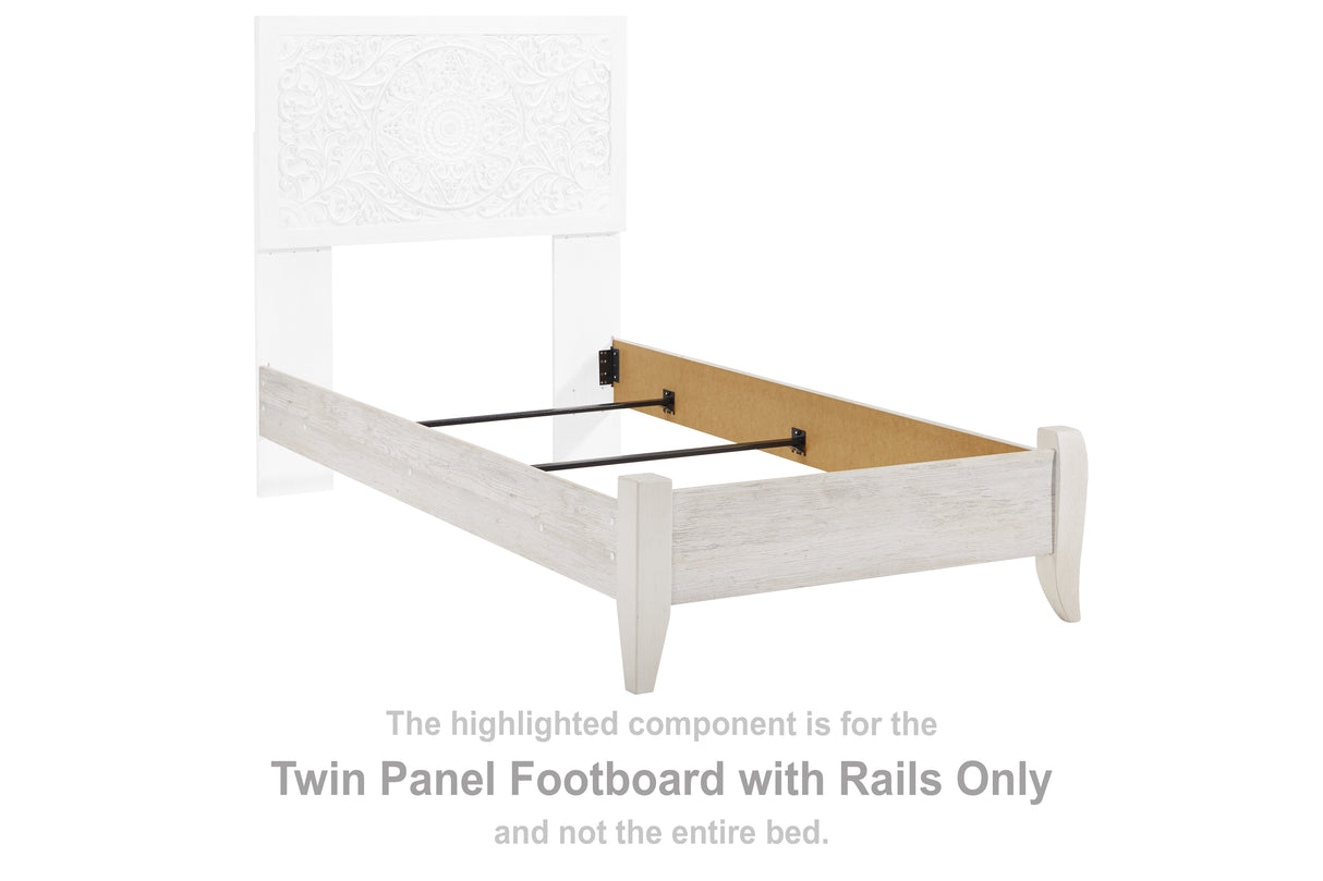 Paxberry Whitewash Twin Panel Footboard with Rails