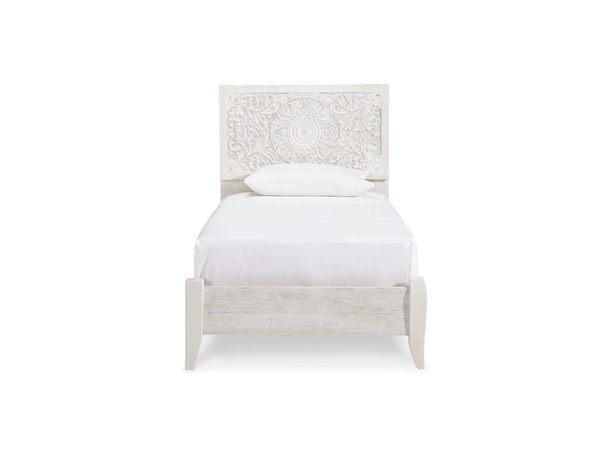 Paxberry Whitewash Twin Panel Bed, Chest And Nightstand