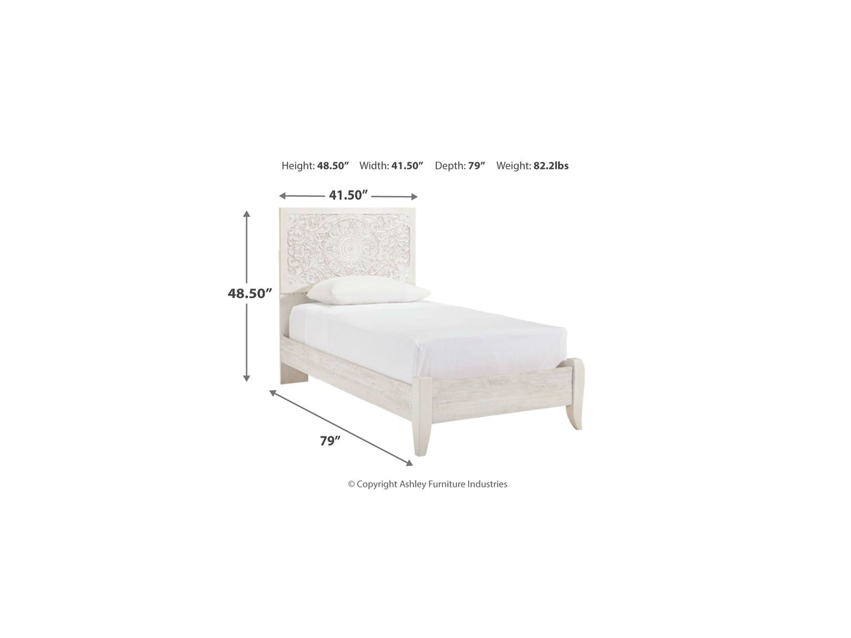 Paxberry Whitewash Twin Panel Bed, Chest And Nightstand