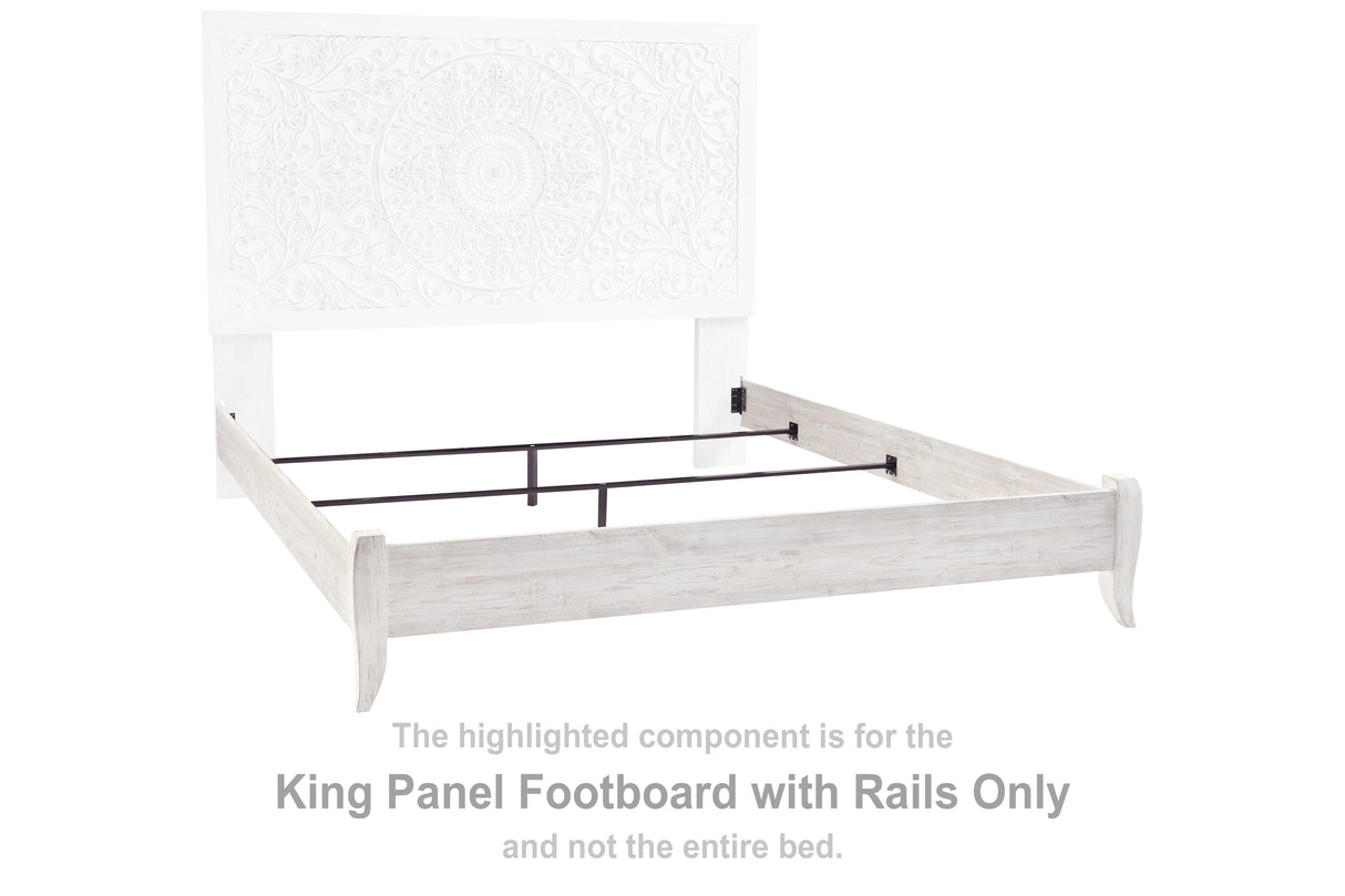 Paxberry Whitewash King Panel Footboard with Rails