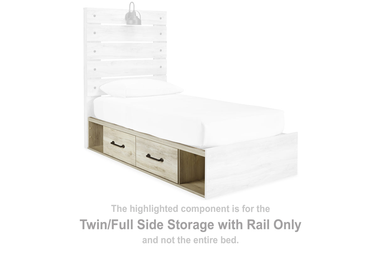 Cambeck Whitewash Twin/Full Side Storage with Rail