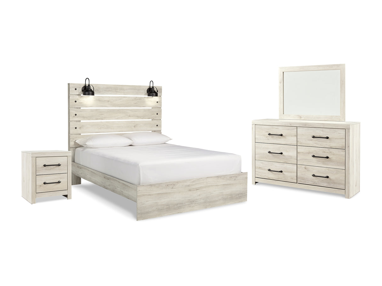 Cambeck Whitewash Queen Panel Bed, Dresser, Mirror And Nightstand