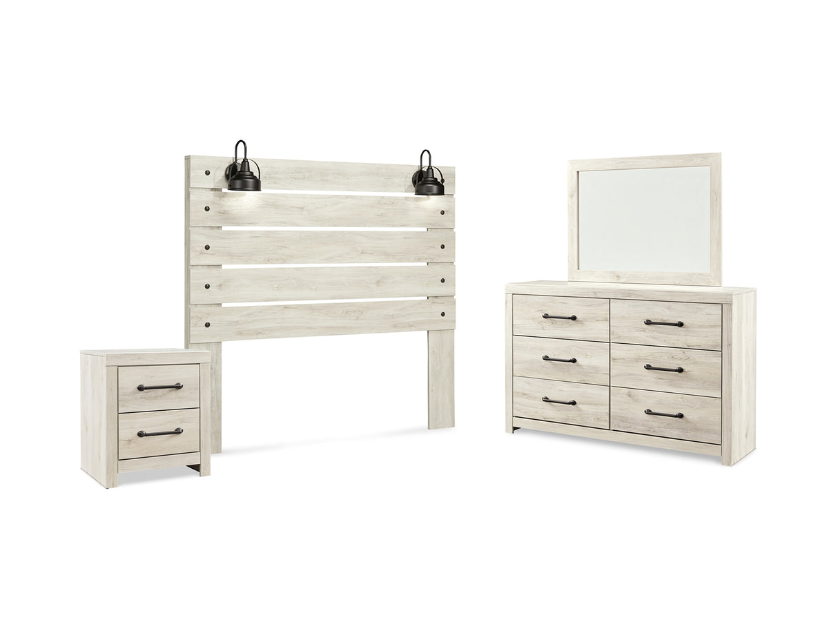 Cambeck Whitewash Queen Panel Headboard, Dresser, Mirror, And Nightstand