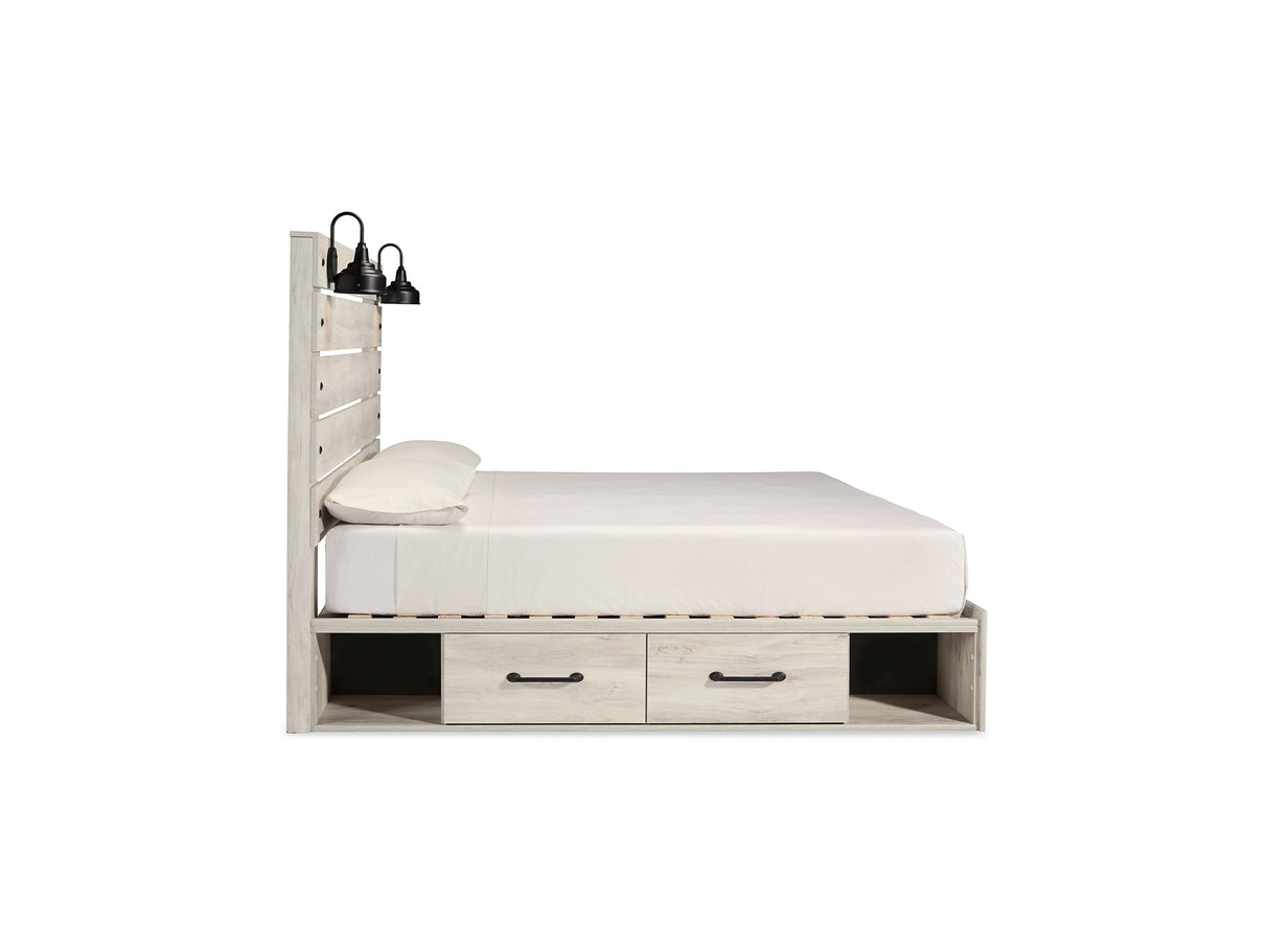 Cambeck Whitewash King Panel Bed With Storage, Chest And 2 Nightstands