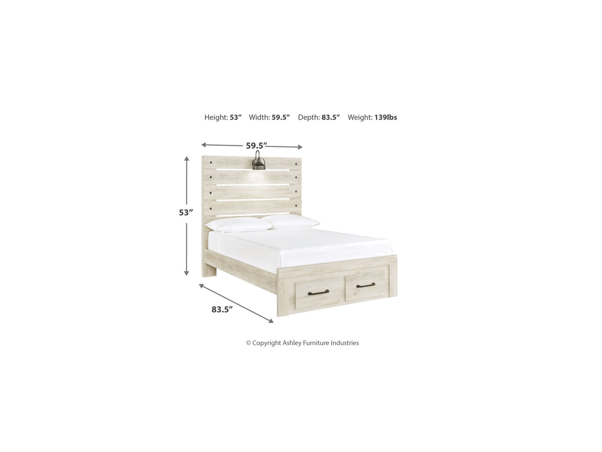 Cambeck Whitewash Full Panel Bed, Dresser, Mirror And Nightstand