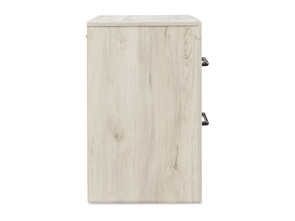 Cambeck Whitewash Full Panel Storage Bed, Dresser, Mirror And Nightstand