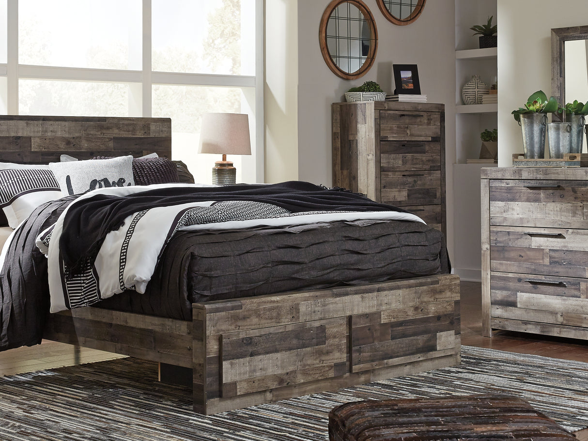 Derekson Multi Gray King Panel Bed With 2 Storage Drawers