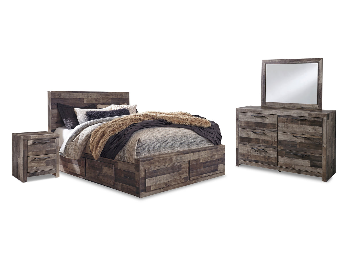 Derekson Multi Gray Queen Panel Storage Bed, Dresser, Mirror And 2 Nightstands