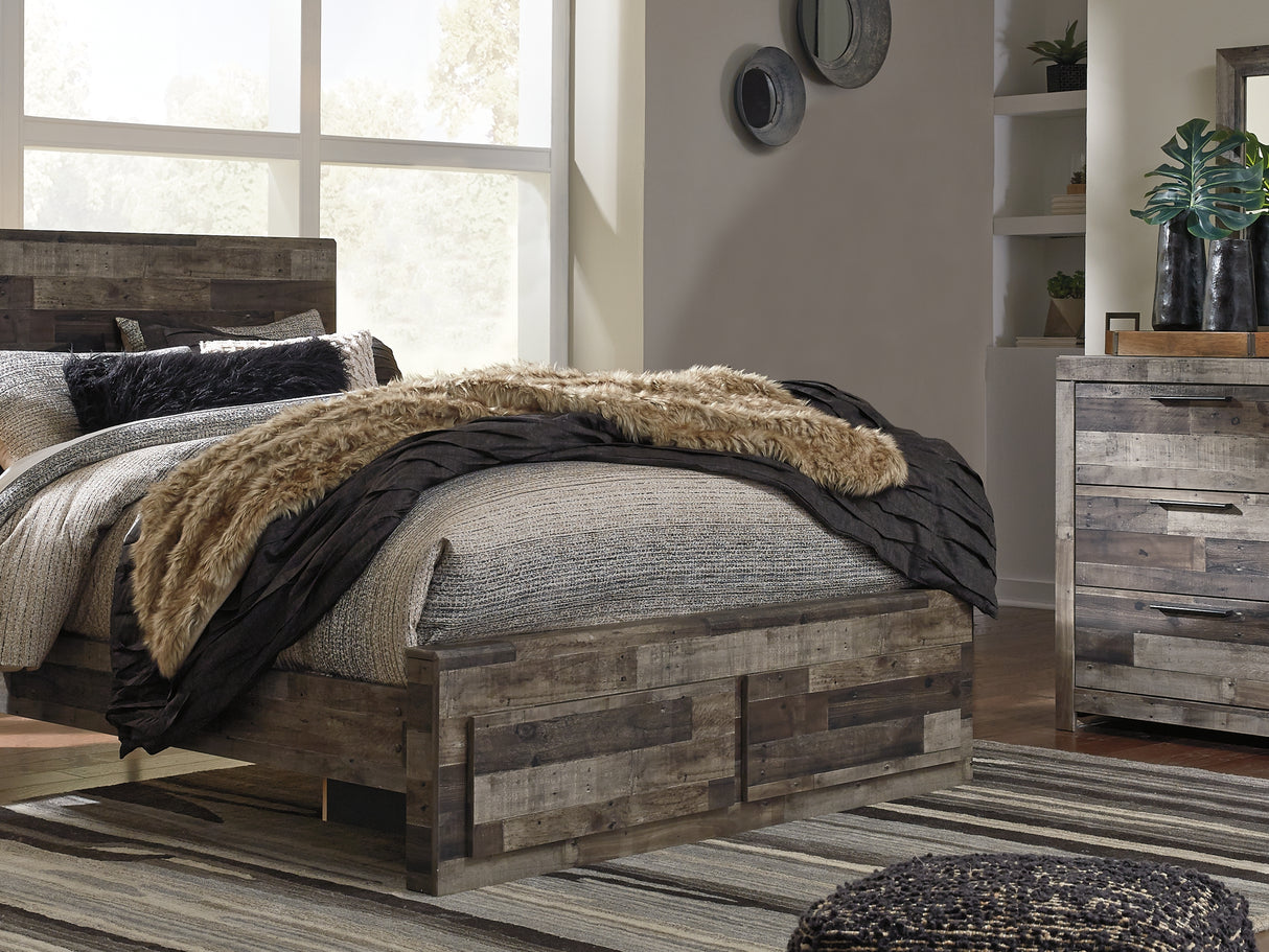 Derekson Multi Gray Queen Panel Storage Bed With Mirrored Dresser And Nightstand