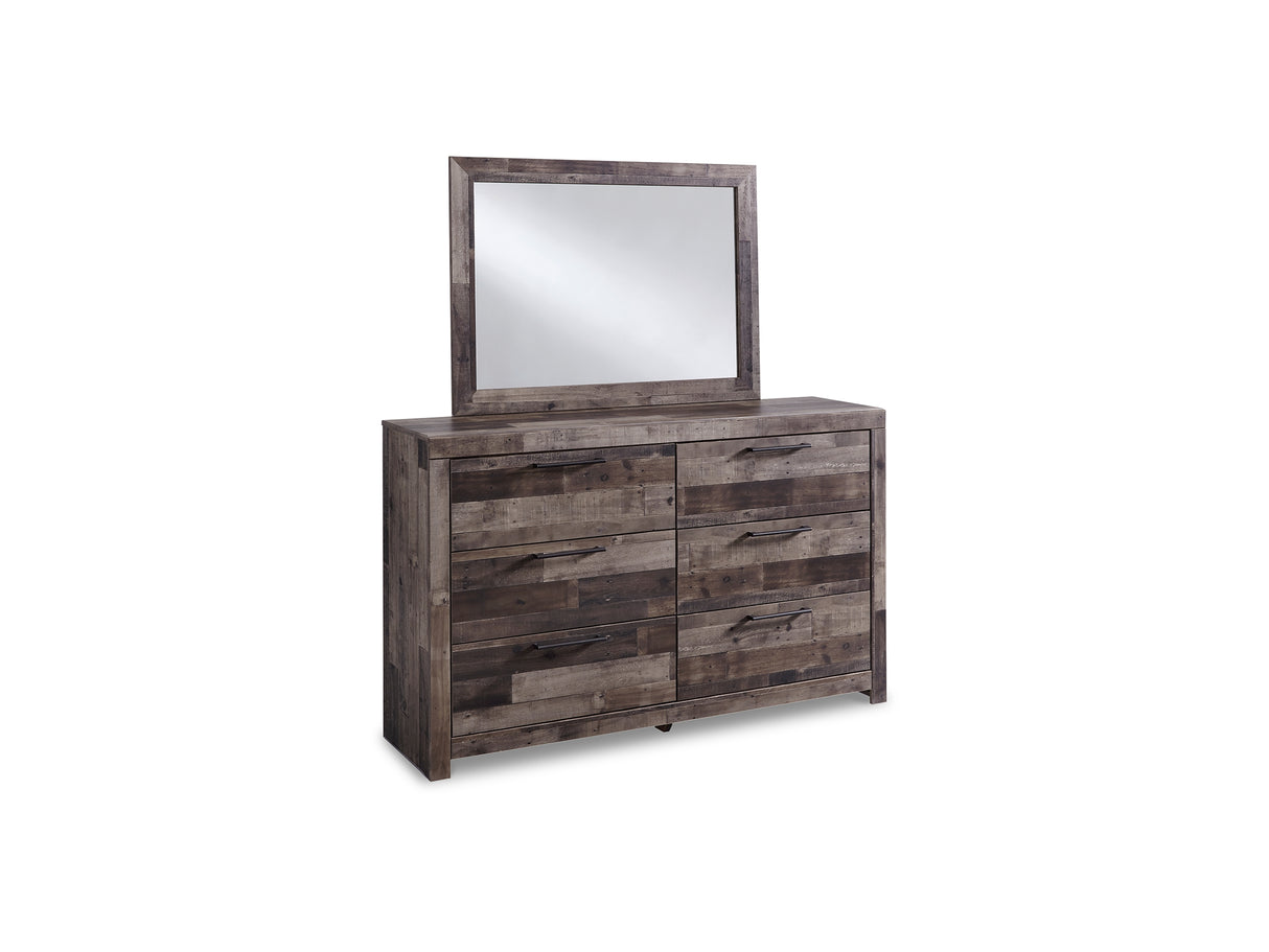 Derekson Multi Gray King Panel Storage Bed, Dresser And Mirror