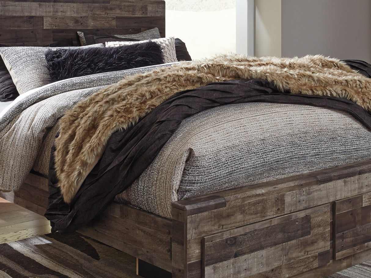 Derekson Multi Gray Queen Panel Storage Bed And 2 Nightstands