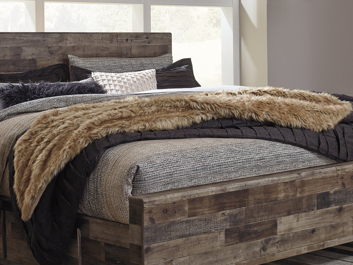 Derekson Multi Gray Queen Panel Bed With 2 Side Storage