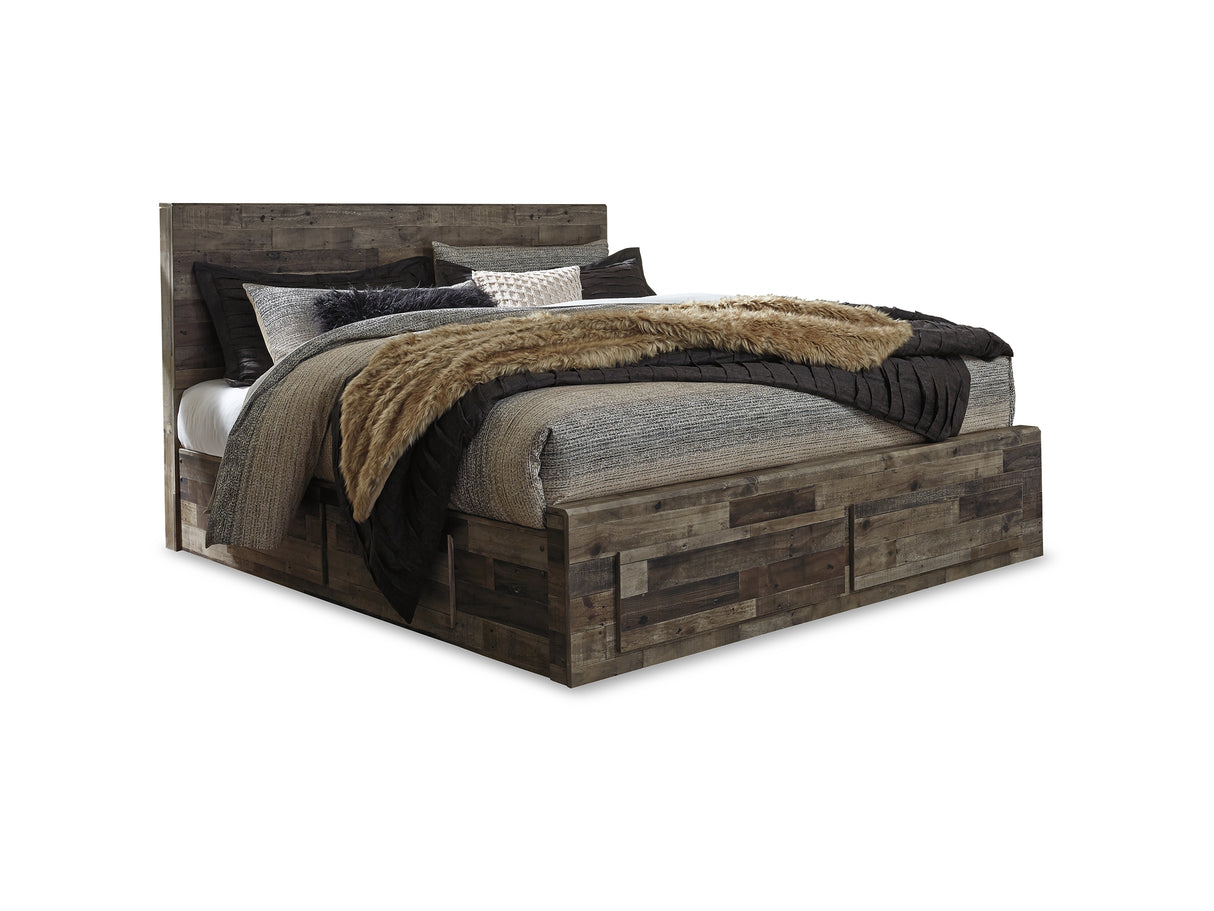 Derekson Multi Gray King Panel Bed With 4 Storage Drawers