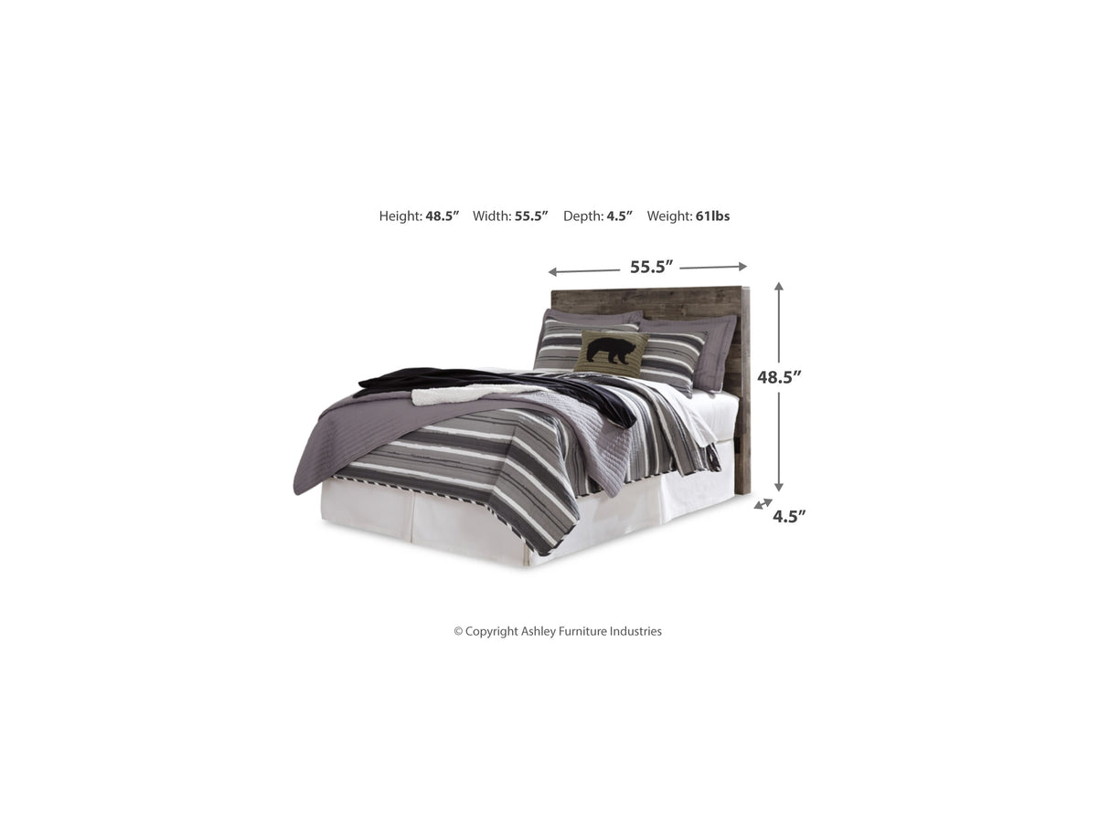 Derekson Multi Gray Full Panel Headboard, Chest And Nightstand