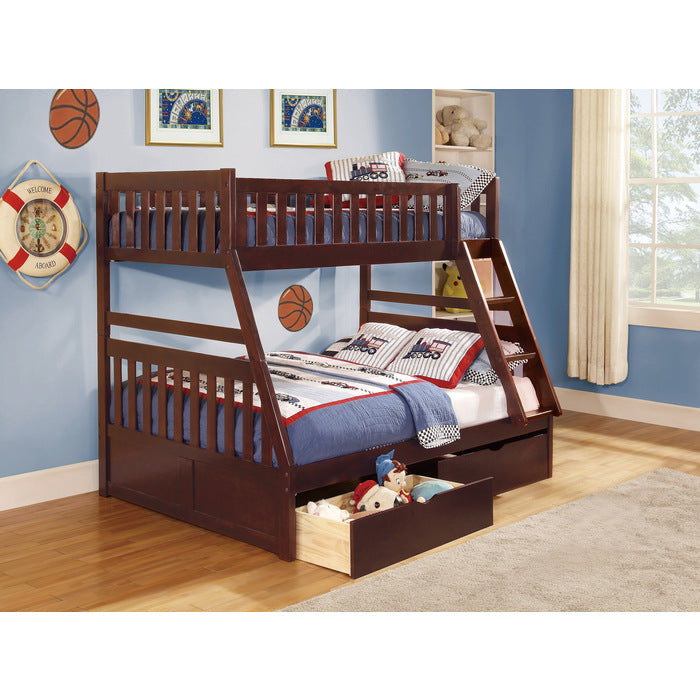 Rowe Dark Cherry Twin/Full Bunk Bed With Storage Boxes