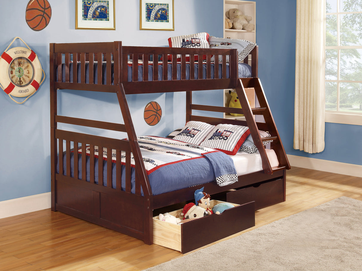Rowe Dark Cherry Twin/Full Bunk Bed With Storage Boxes