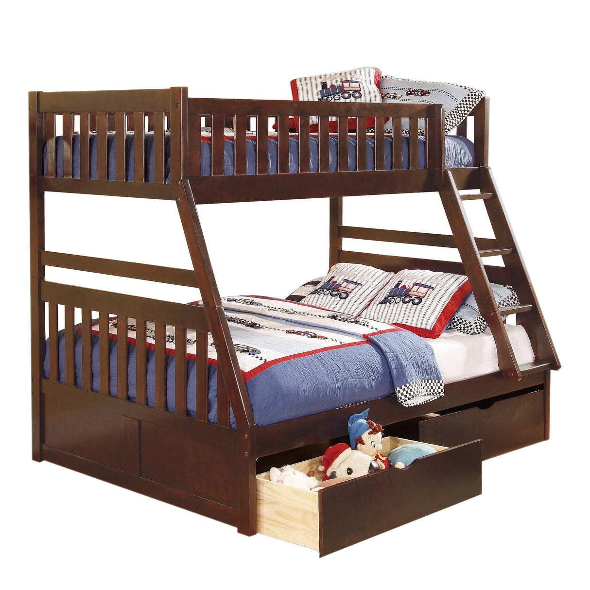 Rowe Dark Cherry Twin/Full Bunk Bed With Storage Boxes