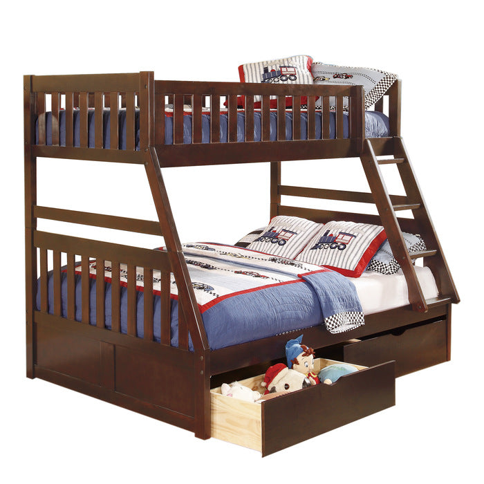 Rowe Dark Cherry Twin/Full Bunk Bed With Storage Boxes