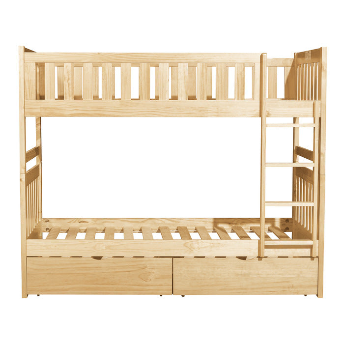 Bartly Natural Pine Twin/Twin Bunk Bed With Storage Boxes