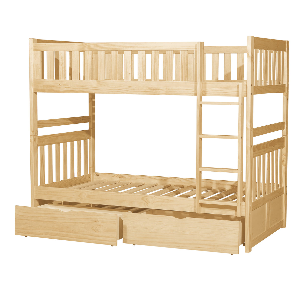 Bartly Natural Pine Twin/Twin Bunk Bed With Storage Boxes