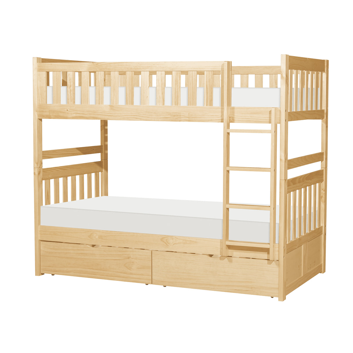 Bartly Natural Pine Twin/Twin Bunk Bed With Storage Boxes