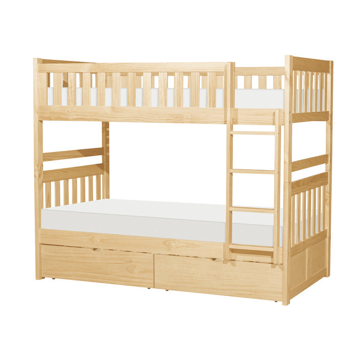 Bartly Natural Pine Twin/Twin Bunk Bed With Storage Boxes
