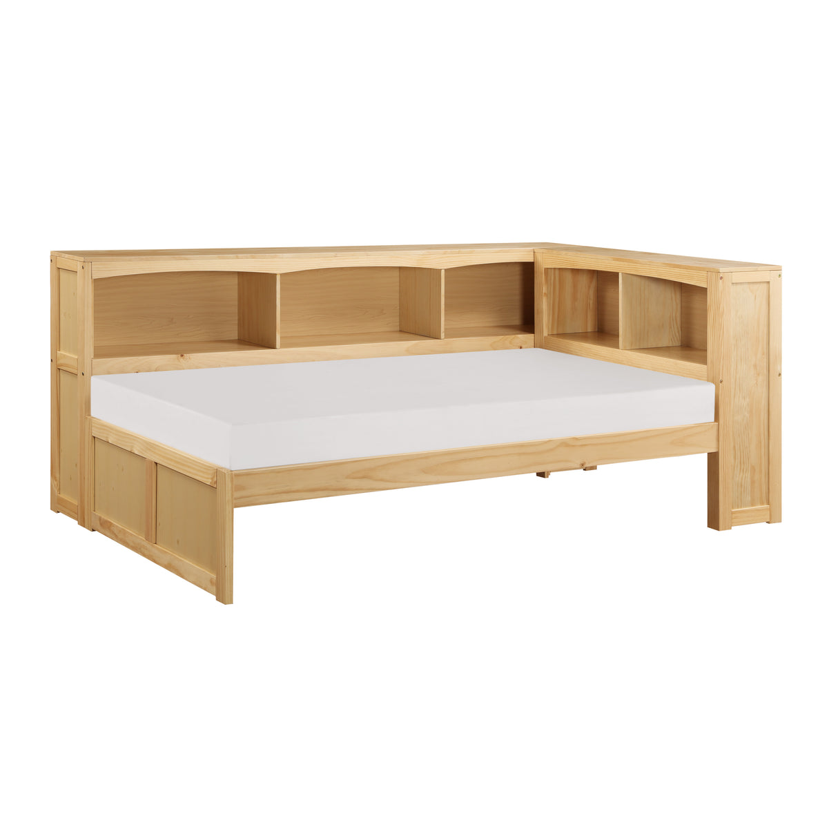 Bartly Natural Pine Twin Bookcase Corner Bed