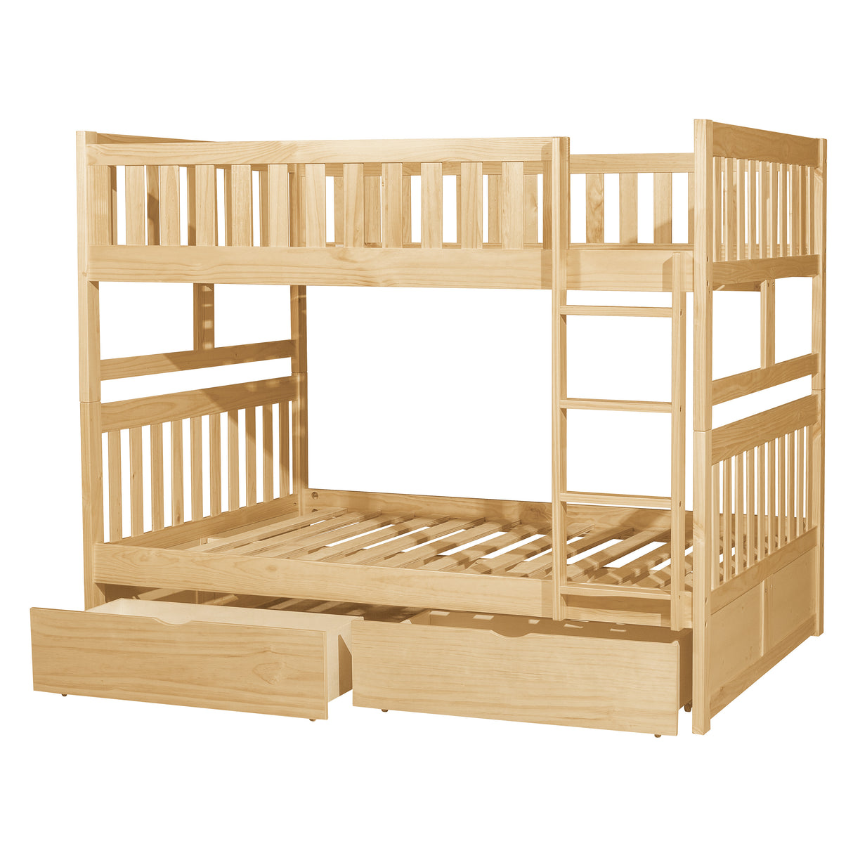 Bartly Natural Pine Full/Full Bunk Bed With Storage Boxes
