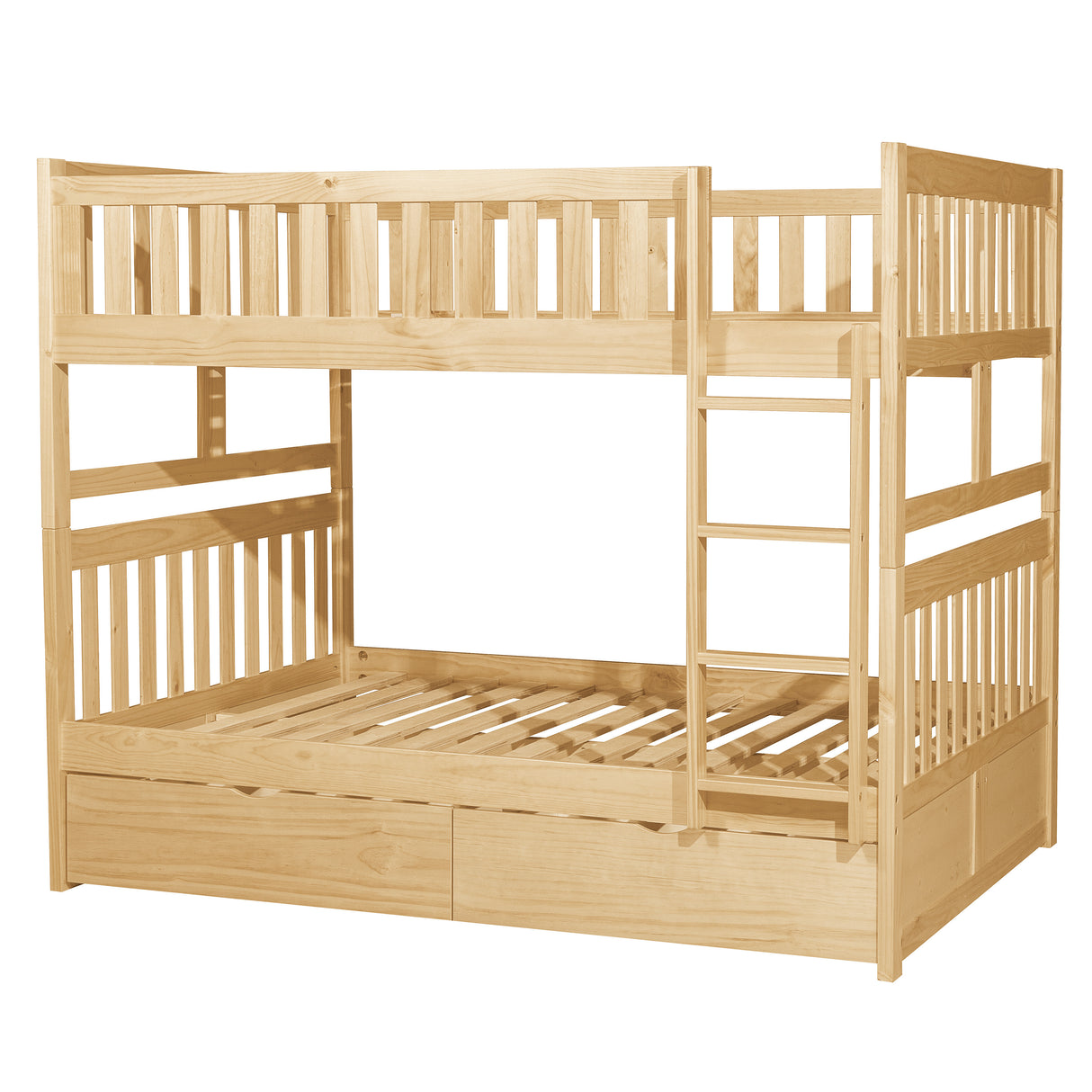 Bartly Natural Pine Full/Full Bunk Bed With Storage Boxes