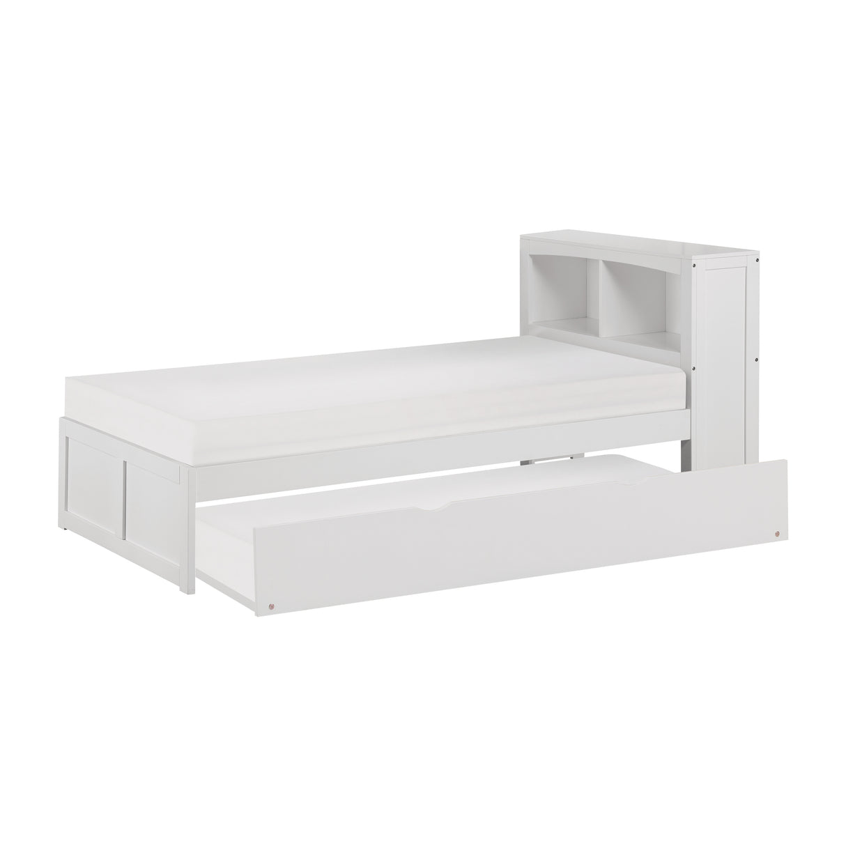 Galen White Twin Bookcase Bed With Trundle