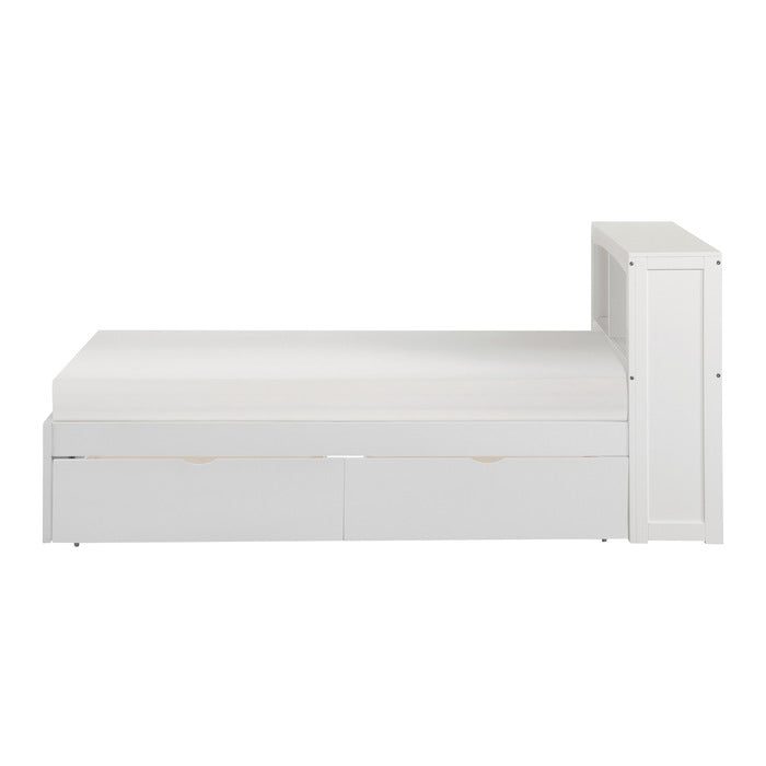 Galen White Twin Bookcase Bed With Storage Boxes