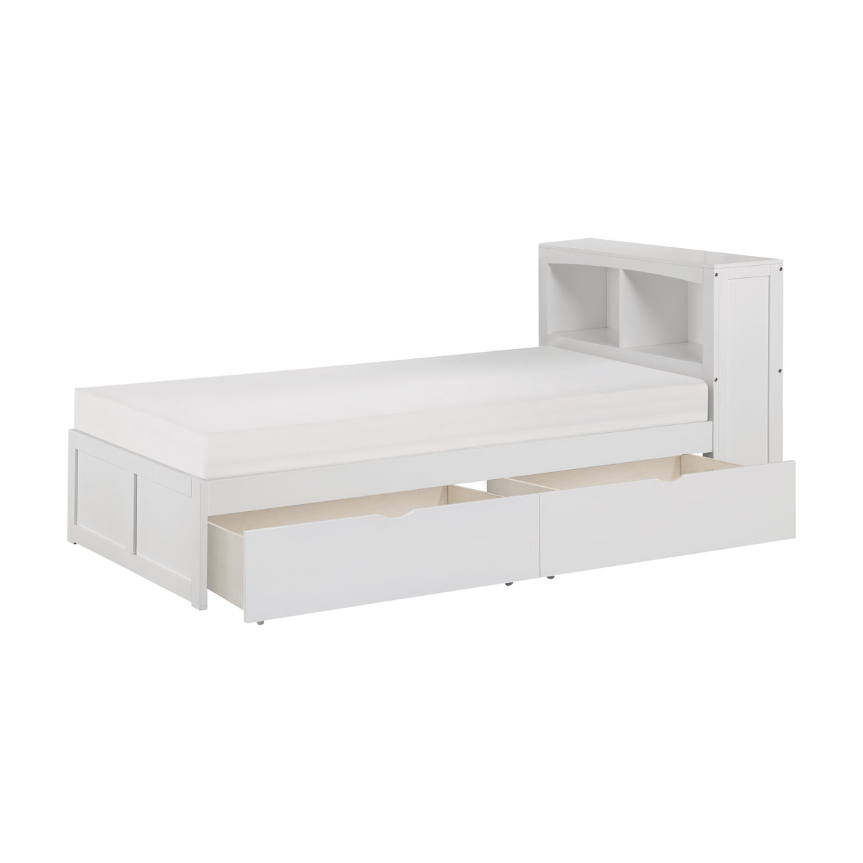 Galen White Twin Bookcase Bed With Storage Boxes