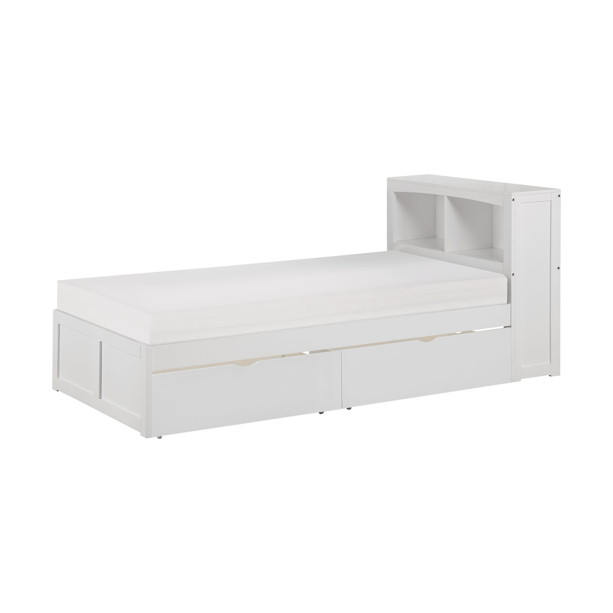 Galen White Twin Bookcase Bed With Storage Boxes