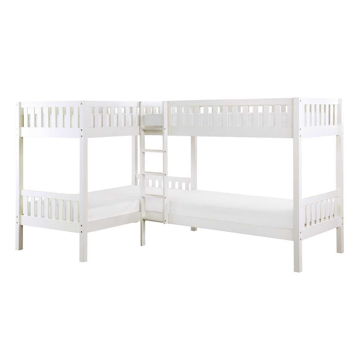 Galen White Corner Bunk Bed