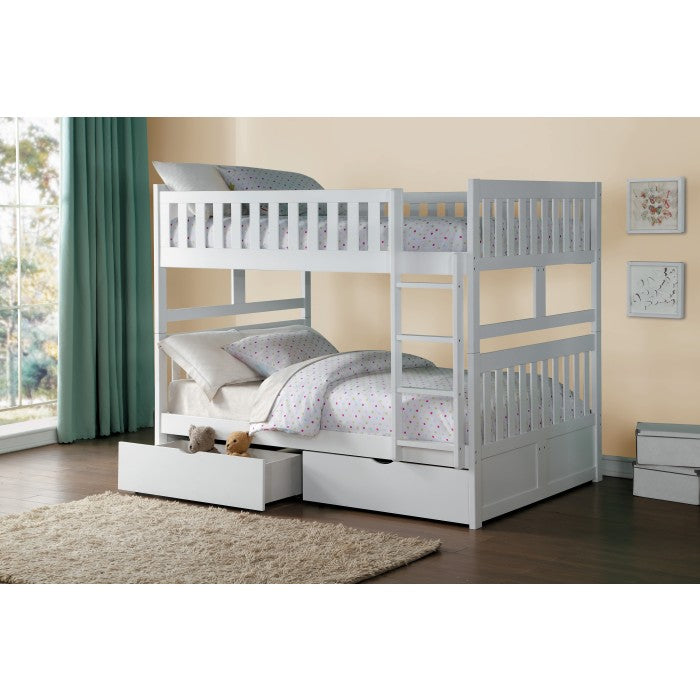 Galen White Full/Full Bunk Bed With Storage Boxes