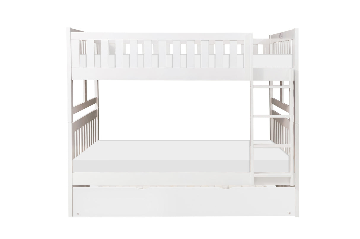 Galen White Full/Full Bunk Bed With Twin Trundle