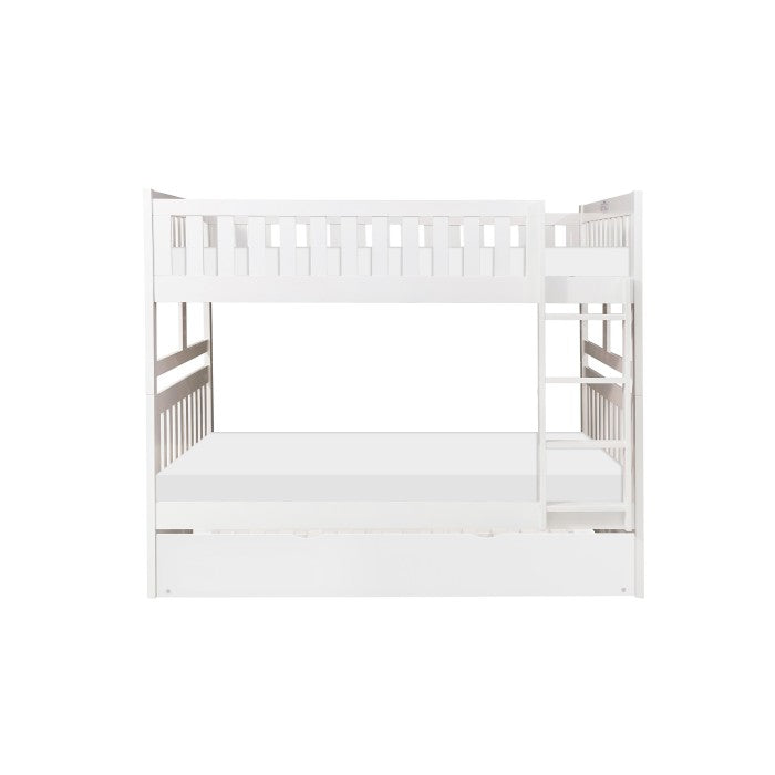 Galen White Full/Full Bunk Bed With Twin Trundle