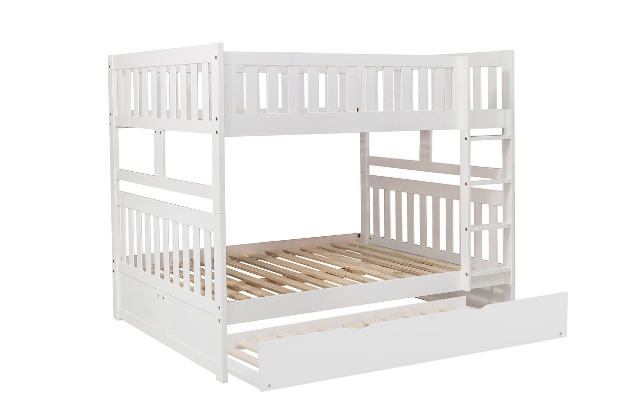 Galen White Full/Full Bunk Bed With Twin Trundle