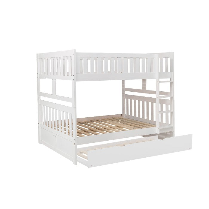 Galen White Full/Full Bunk Bed With Twin Trundle