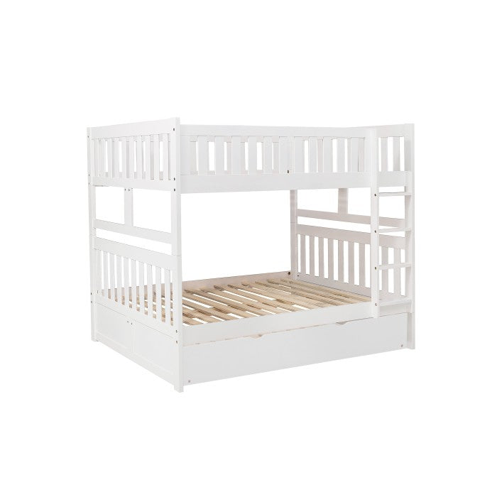 Galen White Full/Full Bunk Bed With Twin Trundle