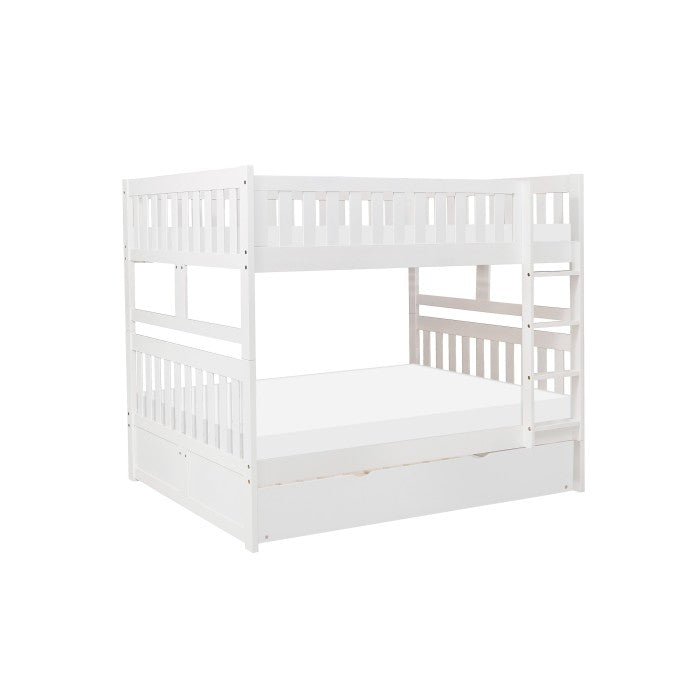 Galen White Full/Full Bunk Bed With Twin Trundle